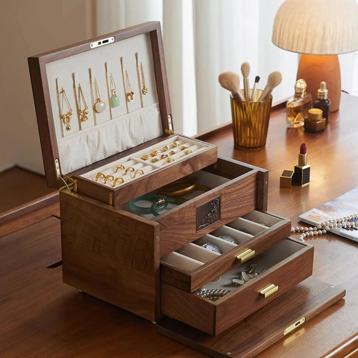 Boîte à bijoux à plusieurs niveaux et tiroirs pour ranger une grande collection, Cléophée Paris