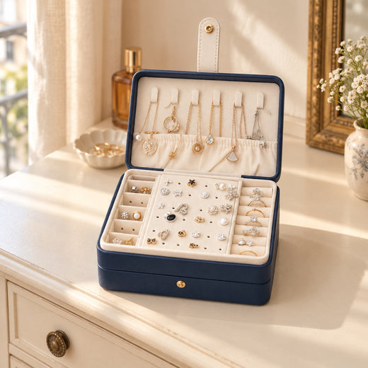 Boîte à bijoux de voyage, compacte, en situation