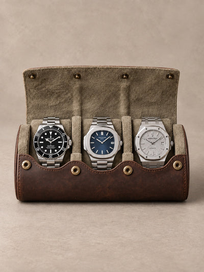 Étui de voyage 3 montres brun patiné Hadley — vue 1