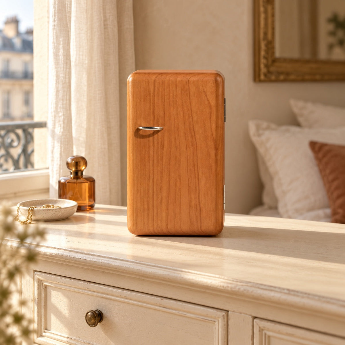 Boîte à bijoux en noyer et cerisier massif, deux teintes de bois – Cléophée Paris