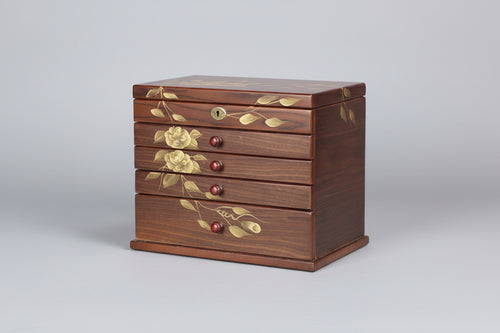 Boîte à bijoux bois massif – 5 niveaux feuilles dorées Cléophée Paris