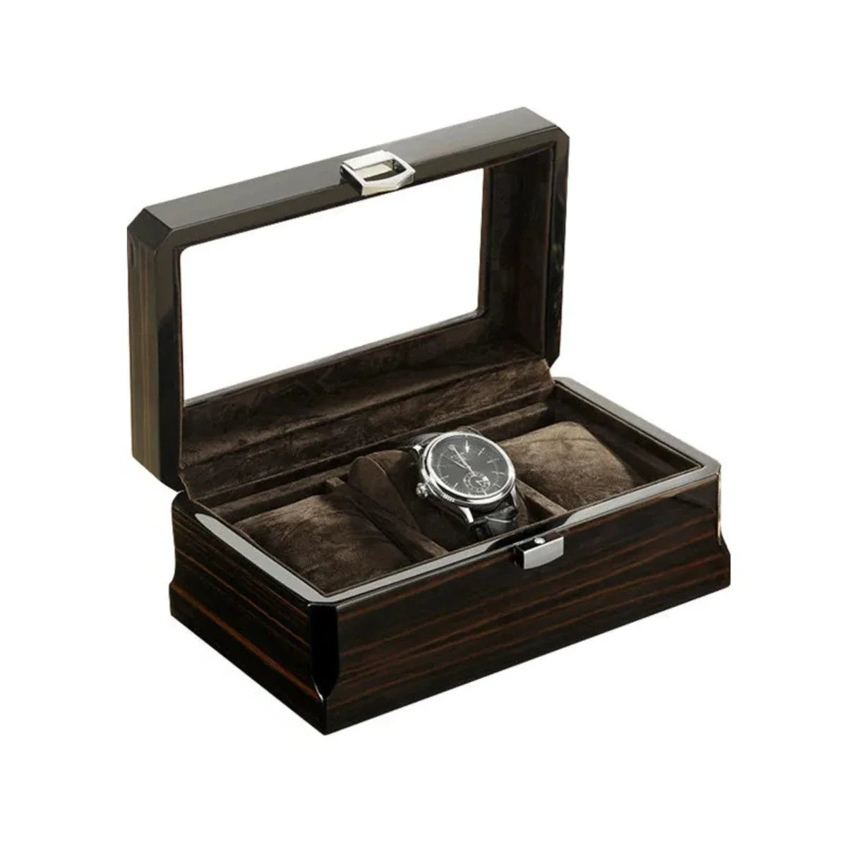 Boîte à montres en bois noir – 3 emplacements – Cléophée Paris