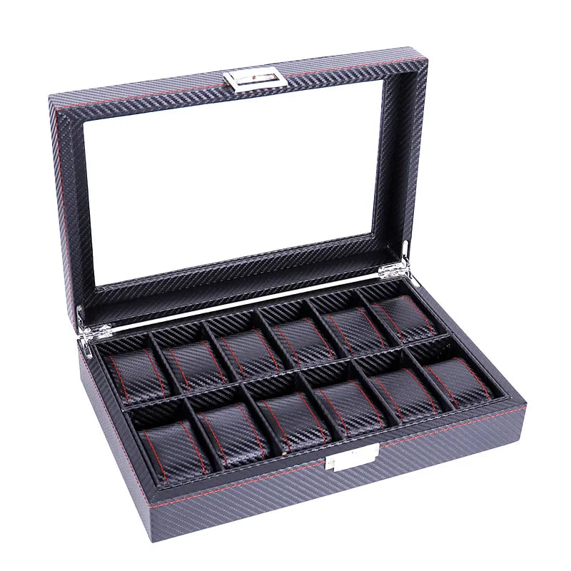 Coffret à montres en carbone noir – 12 emplacements – Cléophée Paris