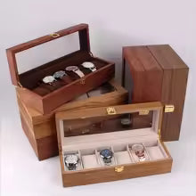 Coussins amovibles de la boîte 6 montres en noyer – Cléophée Paris