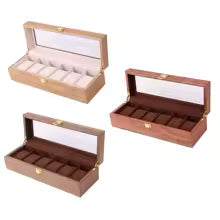 Boîte de rangement 6 montres en noyer, idée cadeau – Cléophée Paris