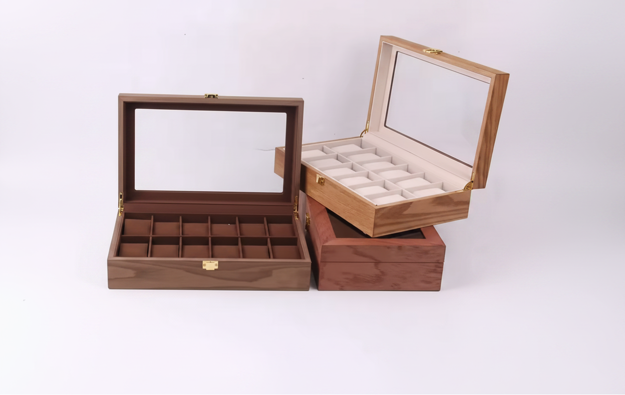 Coffret 10 montres bois de noyer Cléophée Paris