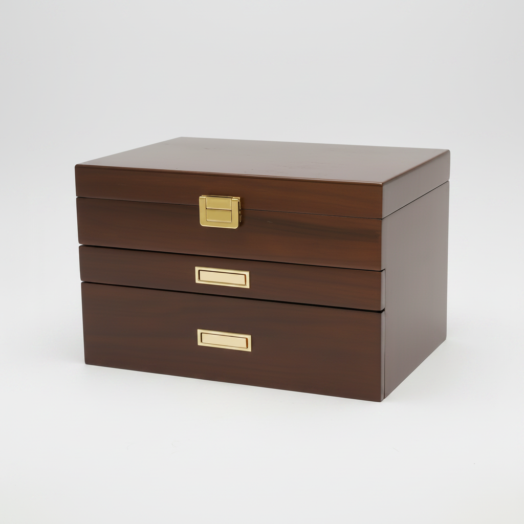 Coffret à bijoux à serrure trois niveaux