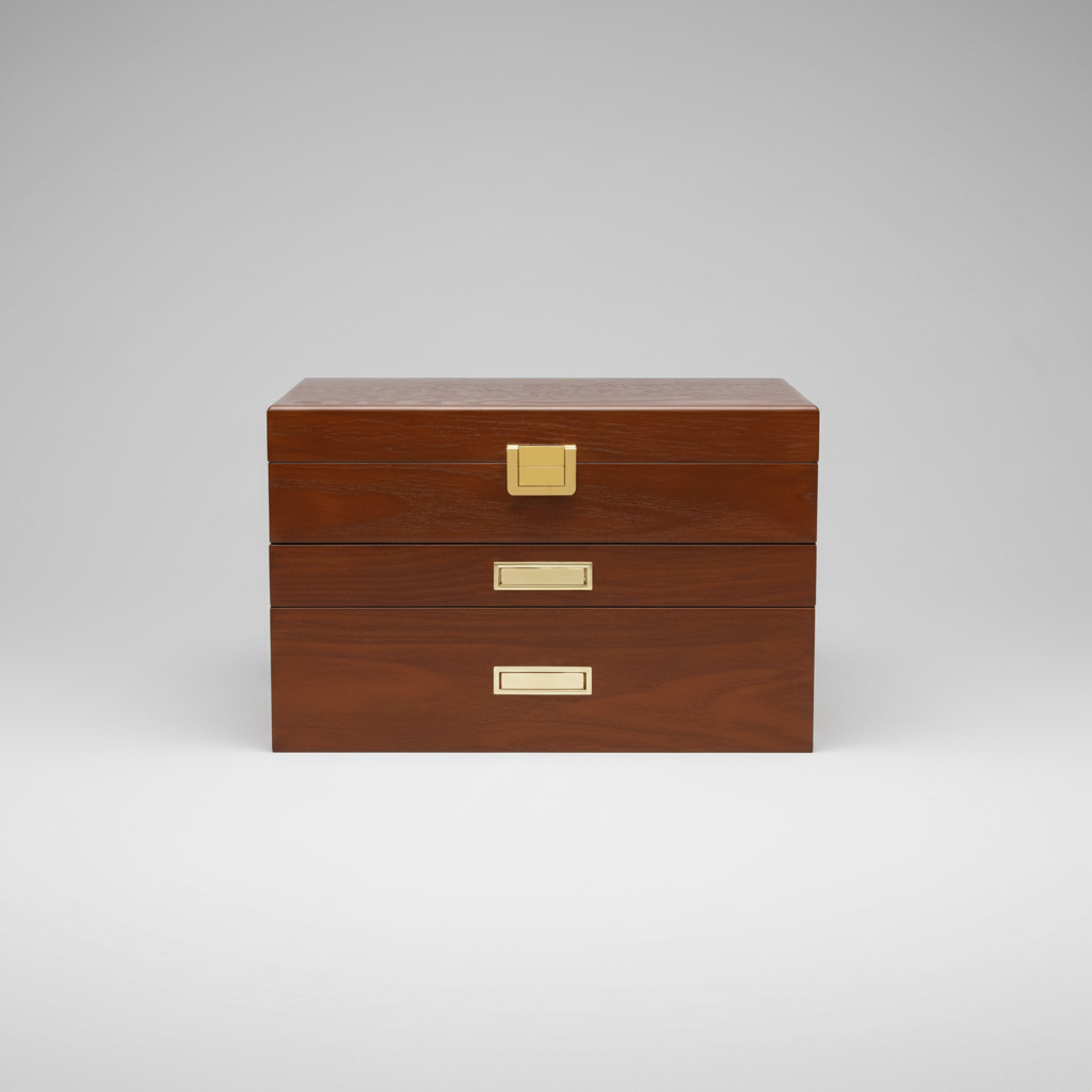 Coffret à bijoux à serrure trois niveaux