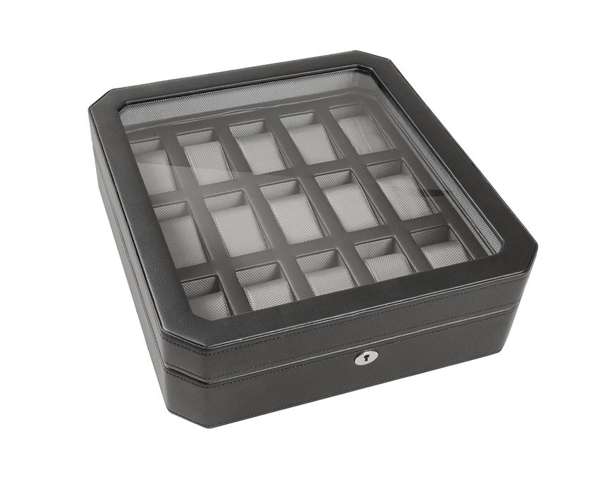Boîte à montres – 15 emplacements | Wolf 1834 Windsor Noir et gris – vue 3 – Cléophée Paris