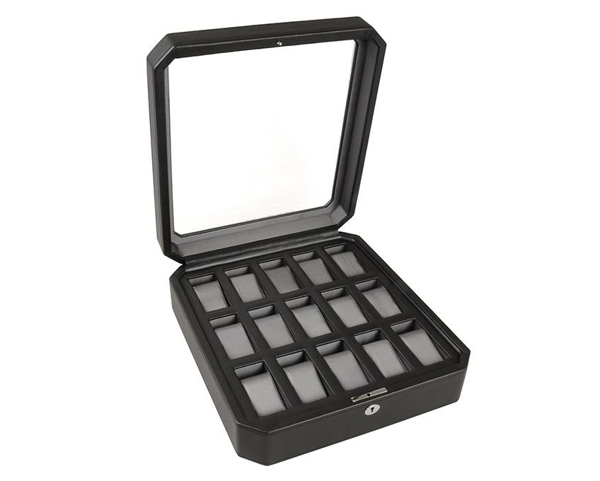 Boîte à montres – 15 emplacements | Wolf 1834 Windsor Noir et gris – Cléophée Paris