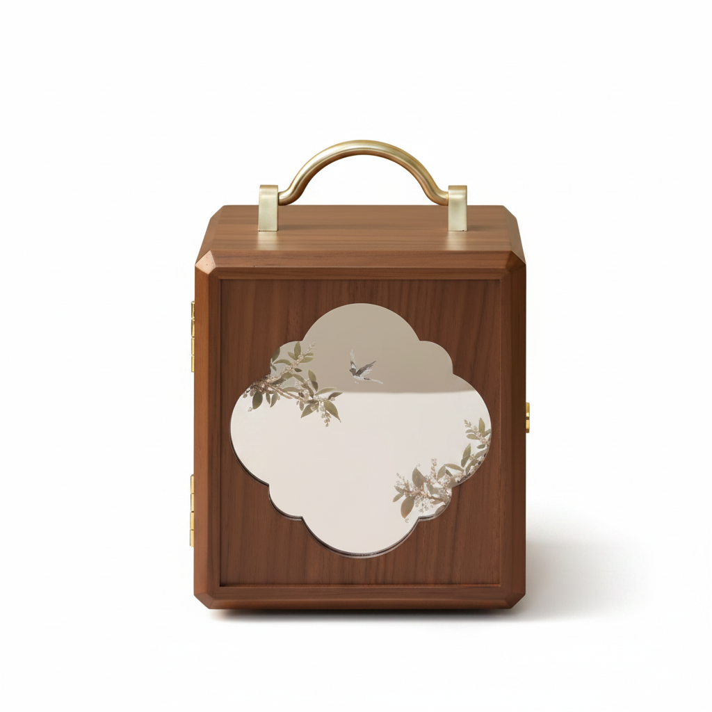 Grande Boîte à Bijoux en Bois – Feuilles Dorées Peintes Cléophée Paris