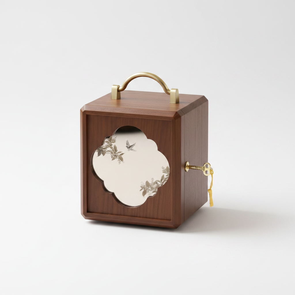 Grande Boîte à Bijoux en Bois – Feuilles Dorées Peintes Cléophée Paris