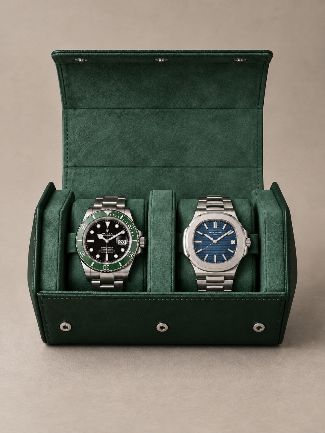 Étui 2 montres vert sapin Ascot — vue 1