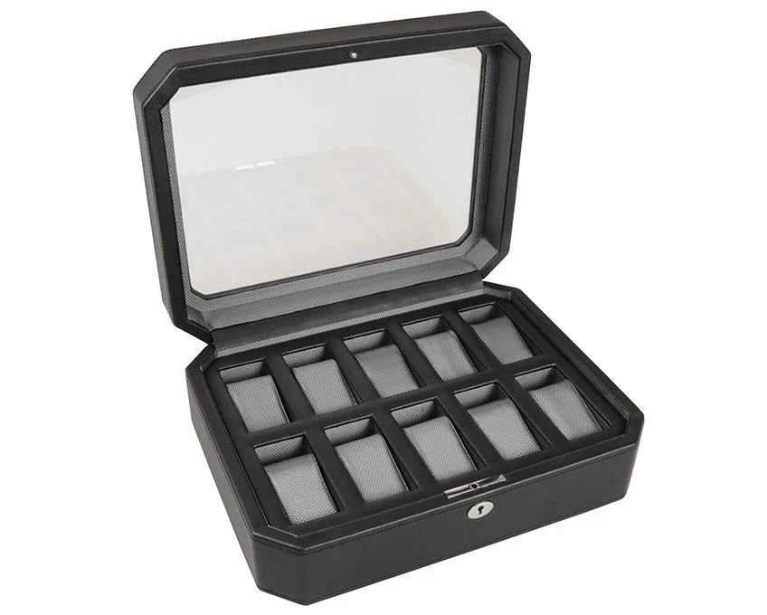 Boîte à montres – 10 emplacements | Wolf 1834 Windsor Noir et gris – Cléophée Paris