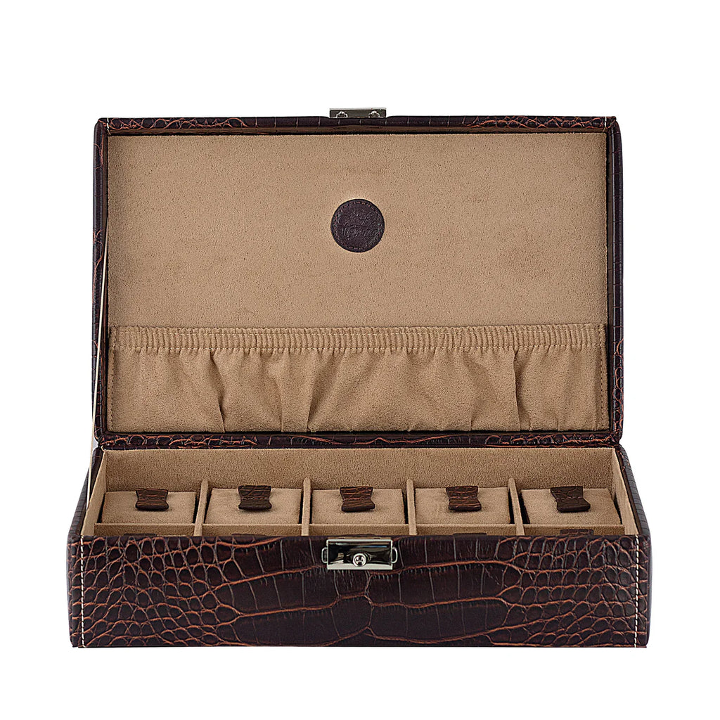 Boîte à montres marron vintage – 5, 6 ou 10 emplacements – vue 16 – Cléophée Paris