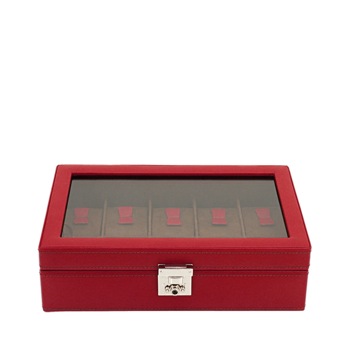 Coffret à montres en cuir bordeaux – 10 emplacements – vue 3 – Cléophée Paris