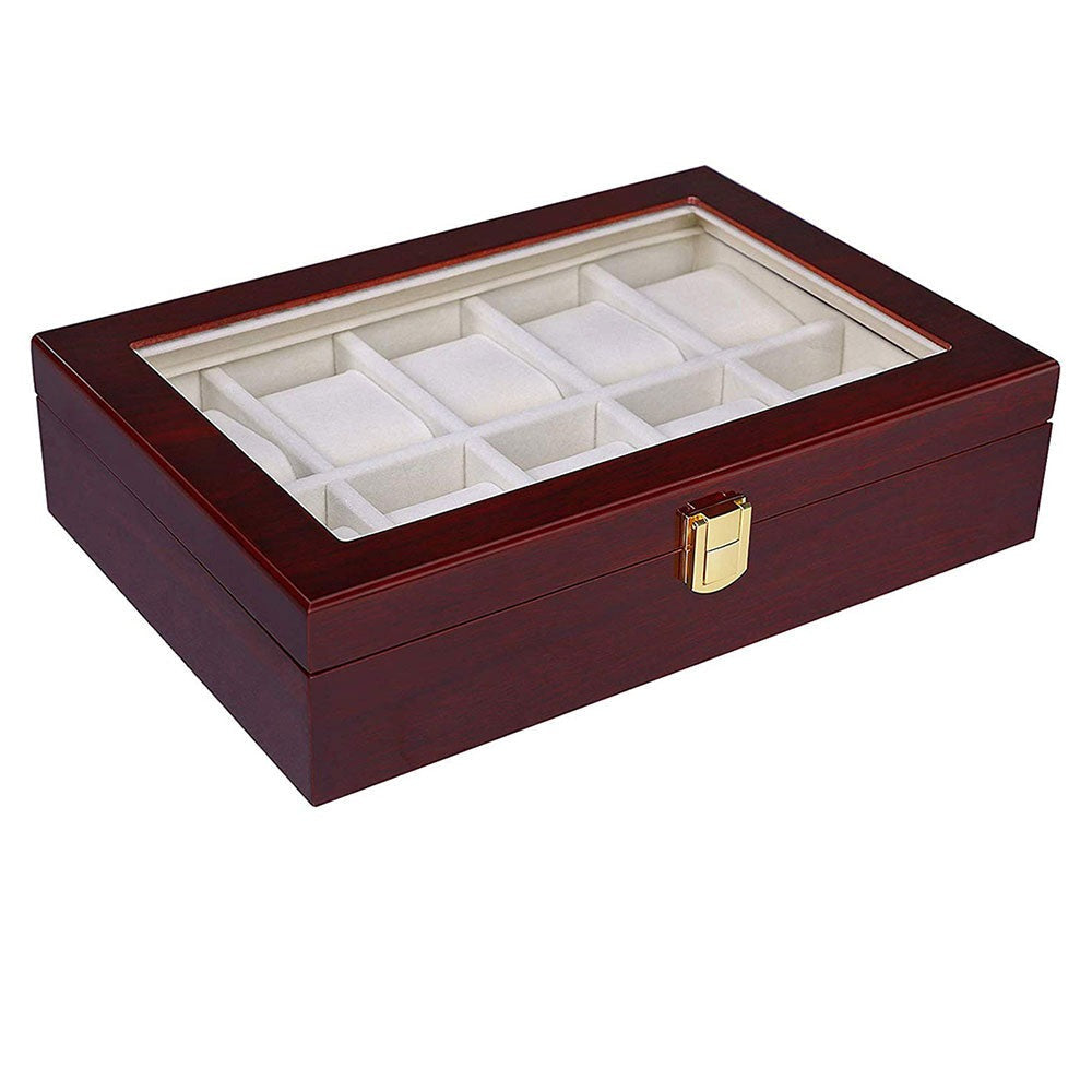 Boîte à montres en palissandre rouge – 10 emplacements – Cléophée Paris