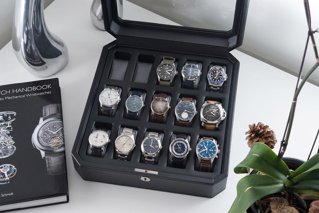 Boîte à montres – 15 emplacements | Wolf 1834 Windsor Noir et gris – vue 2 – Cléophée Paris