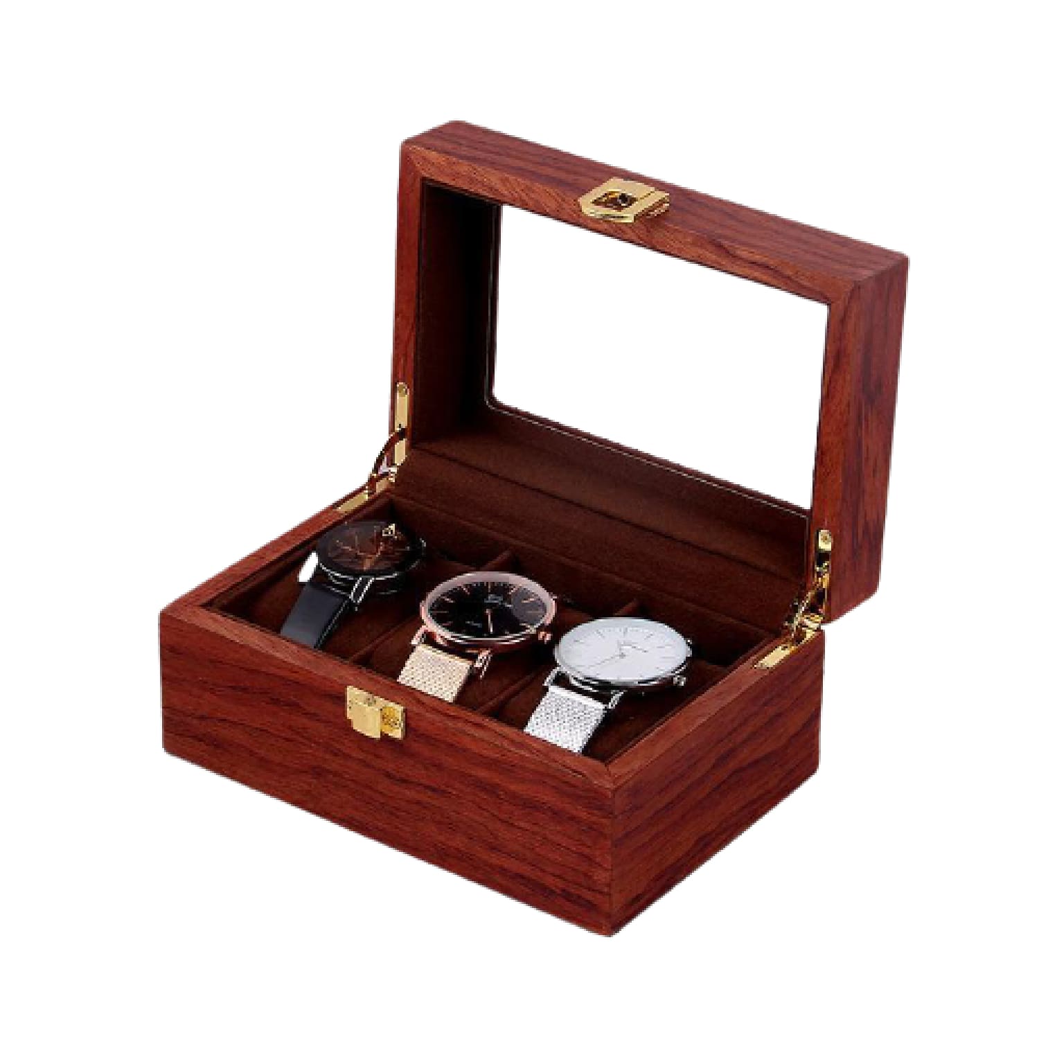Boîte 3 montres bois précieux coloris rouge – Cléophée Paris