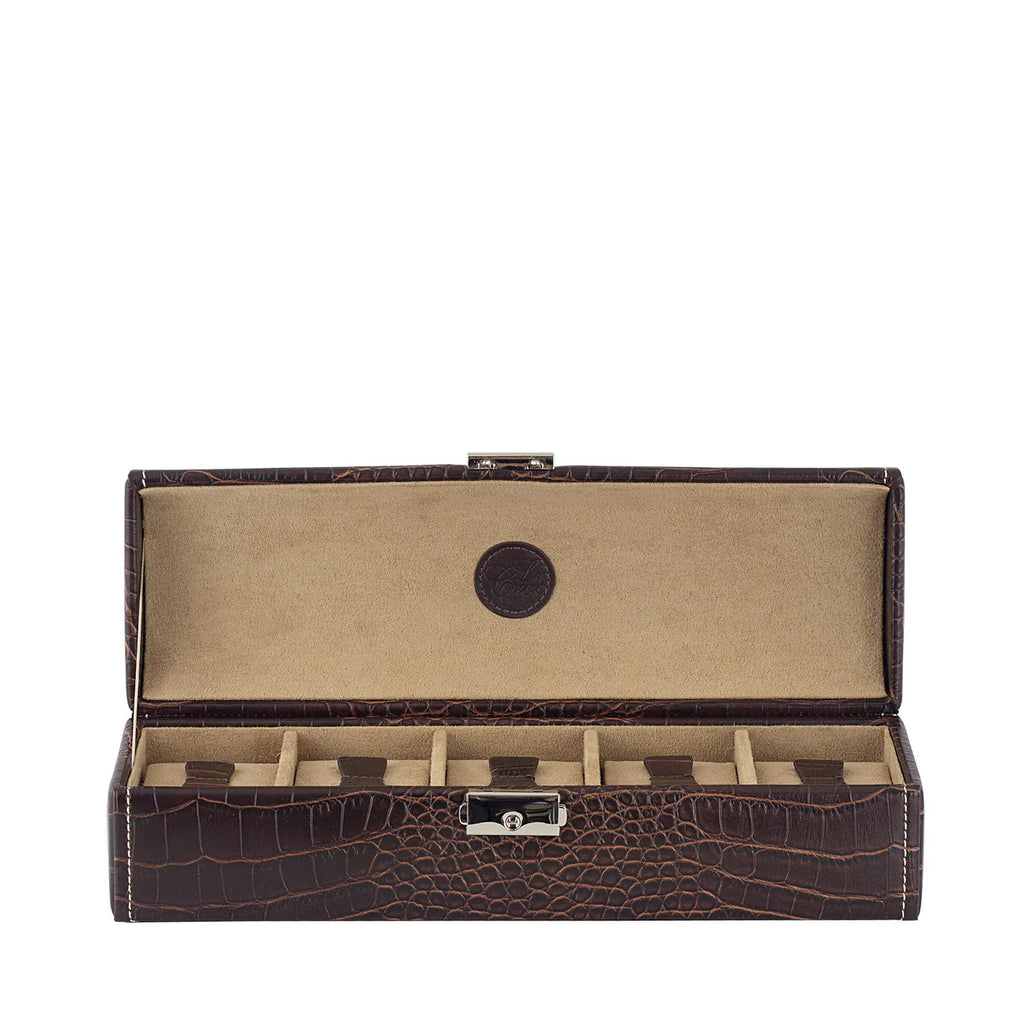 Boîte à montres marron vintage – 5, 6 ou 10 emplacements – Cléophée Paris