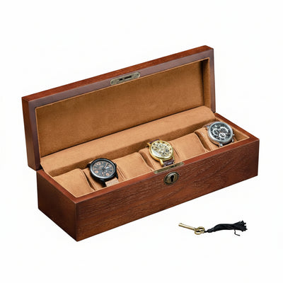 Boîte 6 montres – Bois foncé & flanelle - Cléophée Paris