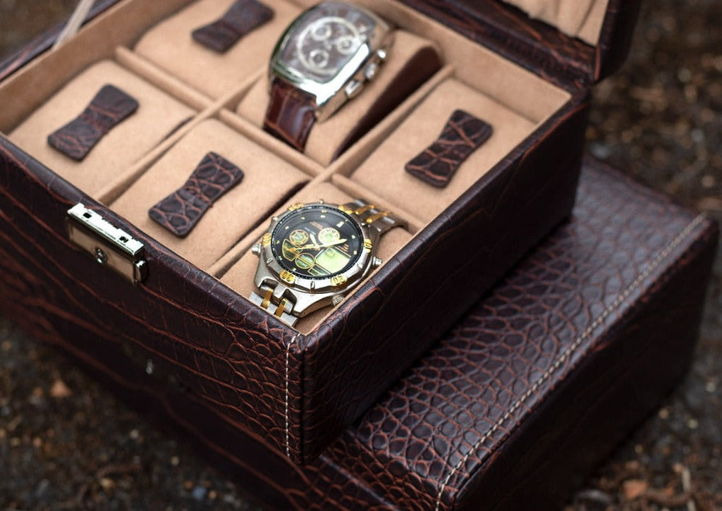 Boîte à montres marron vintage – 5, 6 ou 10 emplacements – vue 10 – Cléophée Paris