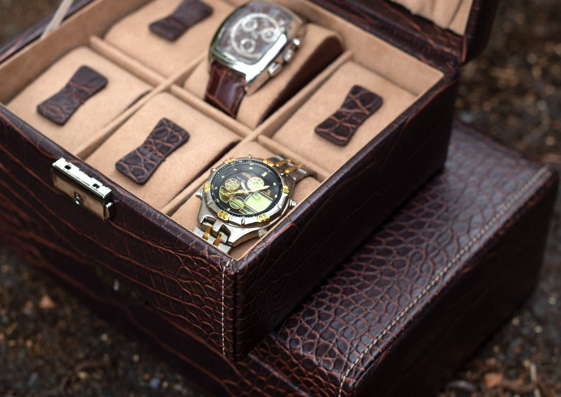 Boîte à montres marron vintage – 5, 6 ou 10 emplacements – vue 10 – Cléophée Paris