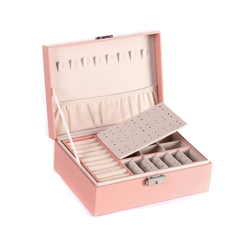 Boîte à bijoux cuir PU – 2 niveaux & plateau amovible - Cléophée Paris