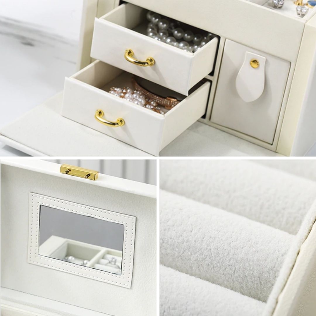 Boîte à Bijoux Élégance Bellevue – Miroir & Tiroir Intégré - Cléophée Paris
