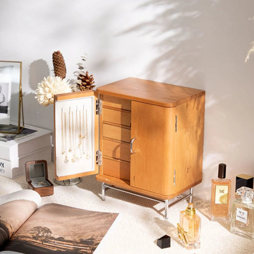 Boîte à bijoux en bois de cerisier massif avec tiroirs - Cléophée Paris