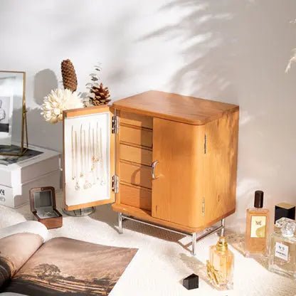 Boîte à bijoux en bois de cerisier massif avec tiroirs - Cléophée Paris