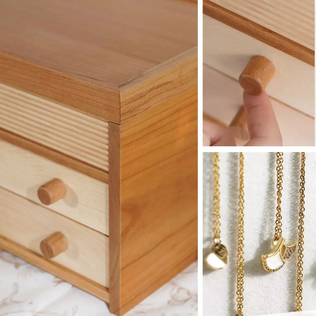 Boîte à bijoux en bois de cerisier massif - Cléophée Paris