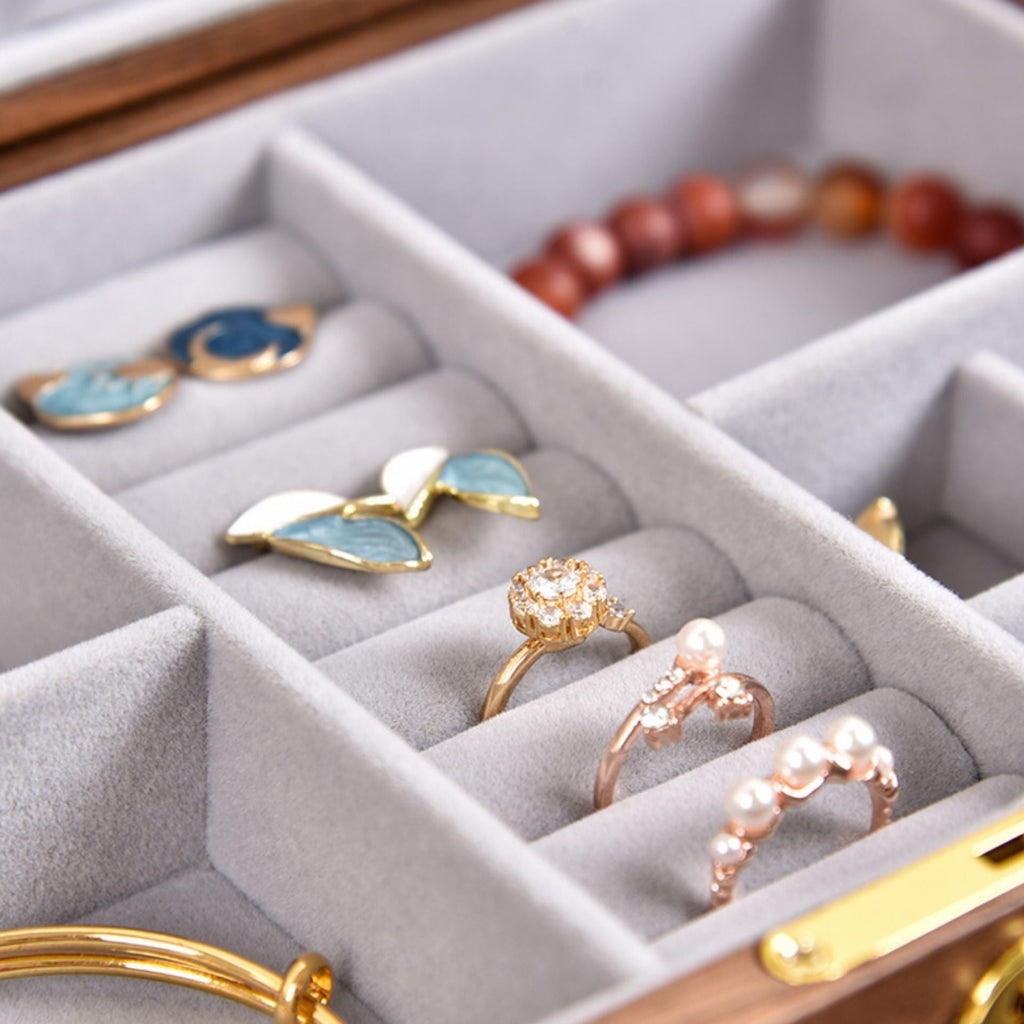 Boîte à bijoux en bois massif avec tiroir et serrure - Cléophée Paris