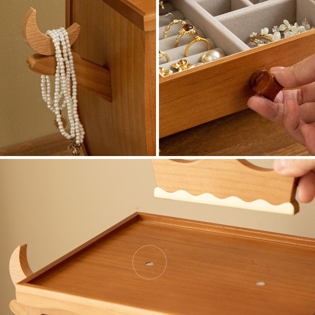 Boîte à Bijoux en Bois – Modèle Roi / Dragon – 4 Tiroirs - Cléophée Paris