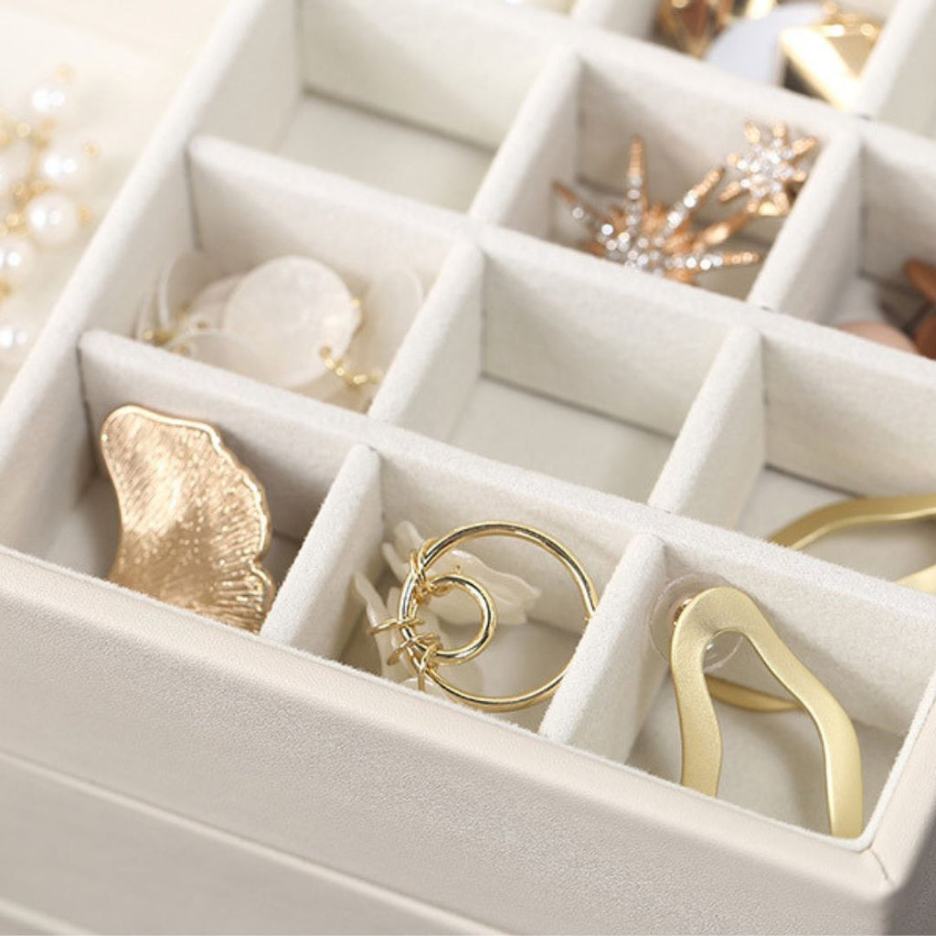 Boîte à bijoux en cuir – Deux tiroirs & couvercle transparent - Cléophée Paris