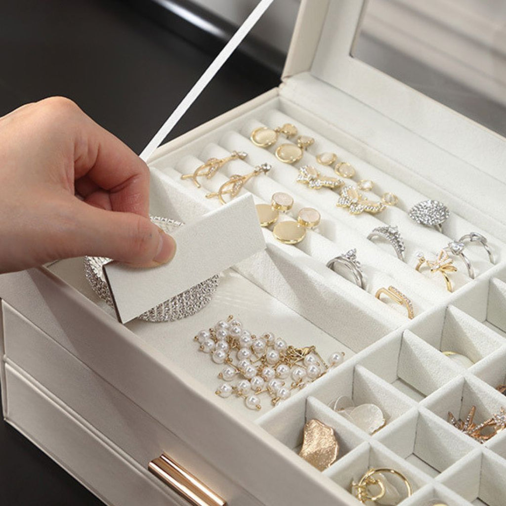 Boîte à bijoux en cuir – Deux tiroirs & couvercle transparent - Cléophée Paris