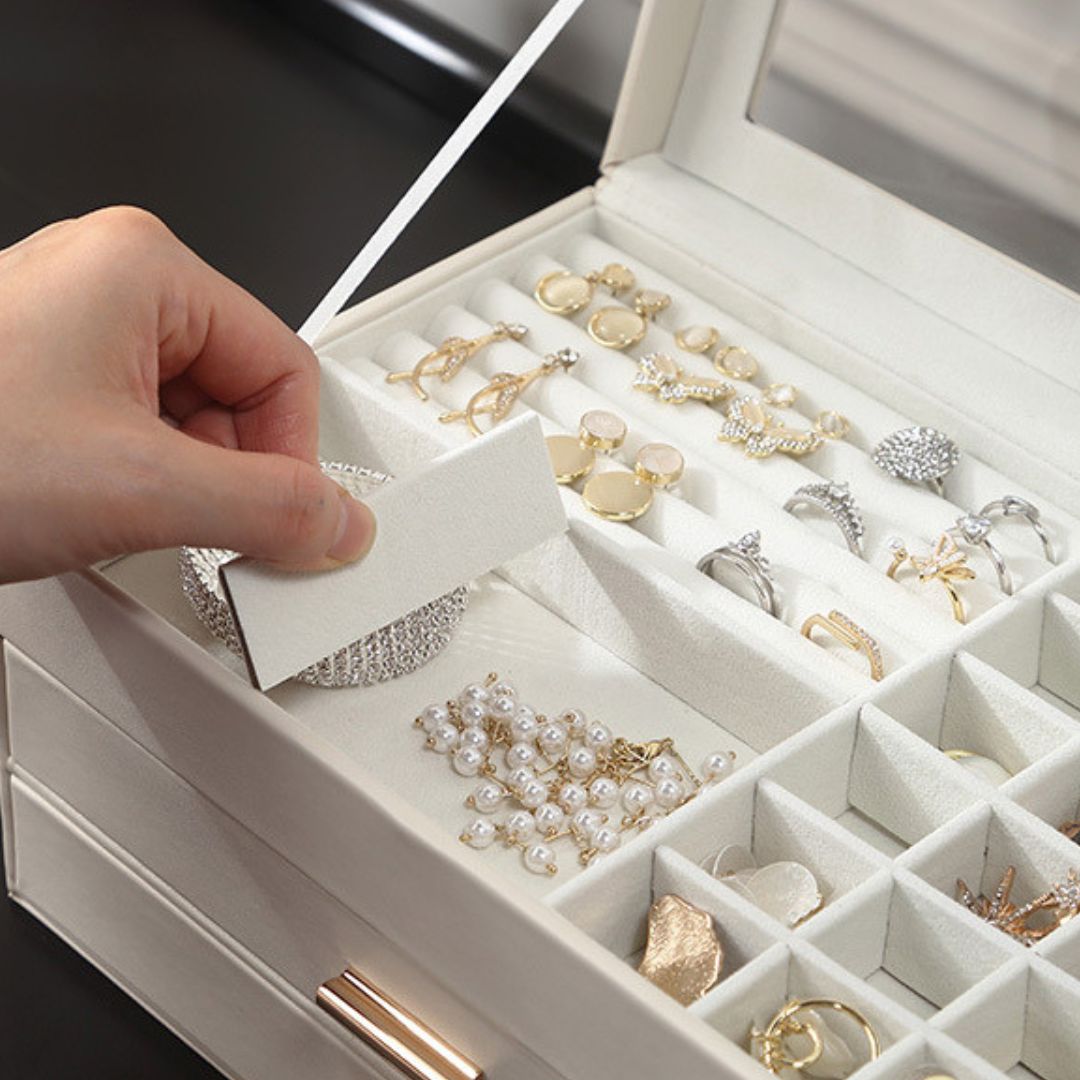 Boîte à bijoux en cuir – Deux tiroirs & couvercle transparent - Cléophée Paris