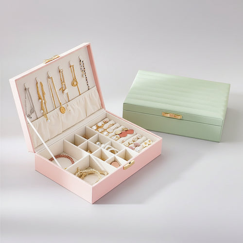 Boîte à bijoux en cuir – organiseur plat - Cléophée Paris