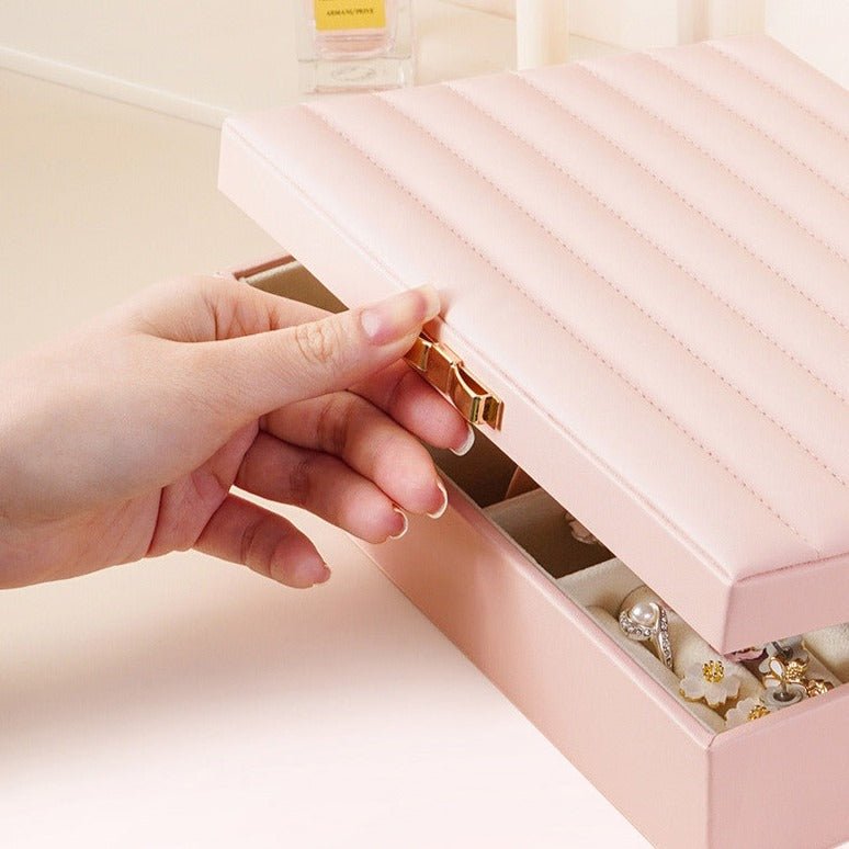Boîte à bijoux en cuir – organiseur plat - Cléophée Paris