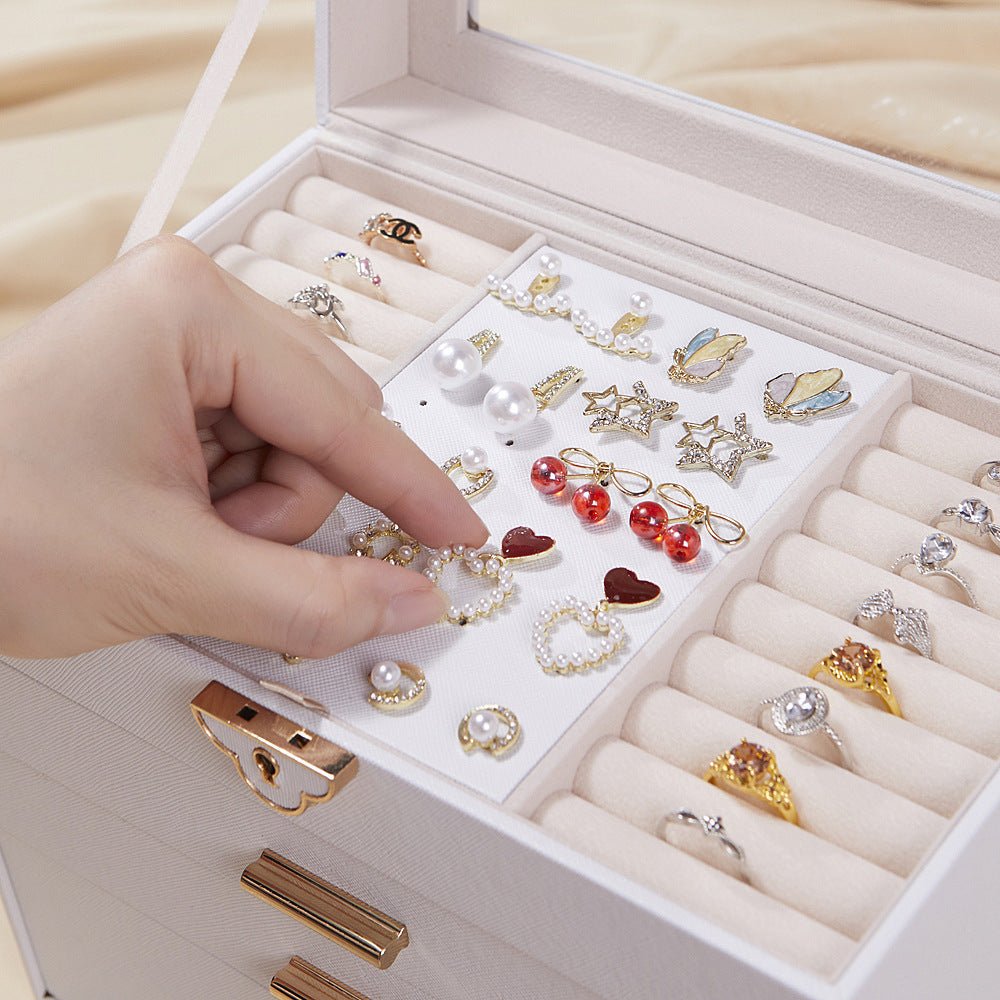 Boîte à Bijoux en Cuir PU – 4 Niveaux et 3 Tiroirs - Cléophée Paris