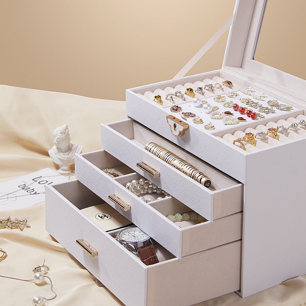 Boîte à Bijoux en Cuir PU – 4 Niveaux et 3 Tiroirs - Cléophée Paris