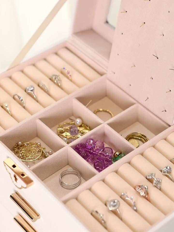 Boîte à Bijoux en Cuir PU – 4 Niveaux et 3 Tiroirs - Cléophée Paris