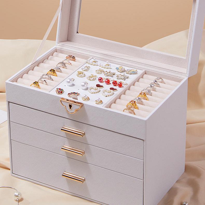 Boîte à Bijoux en Cuir PU – 4 Niveaux et 3 Tiroirs - Cléophée Paris