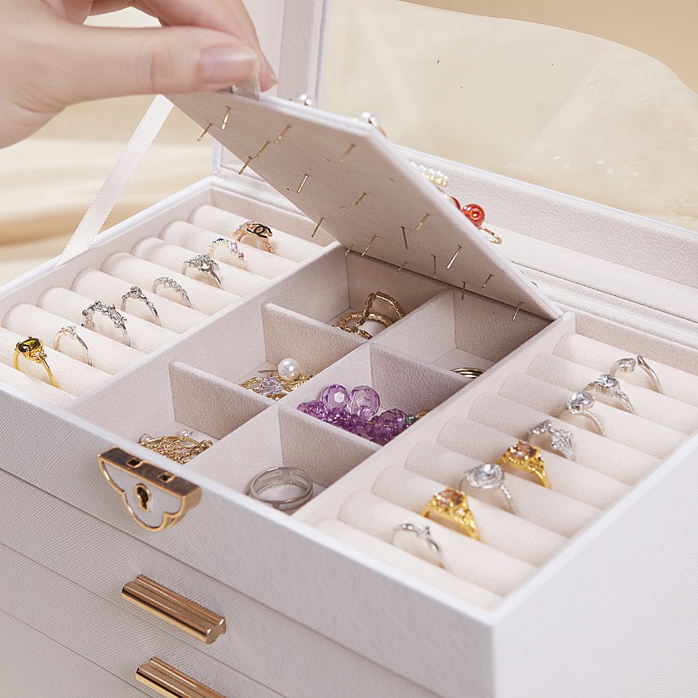 Boîte à Bijoux en Cuir PU – 4 Niveaux et 3 Tiroirs - Cléophée Paris
