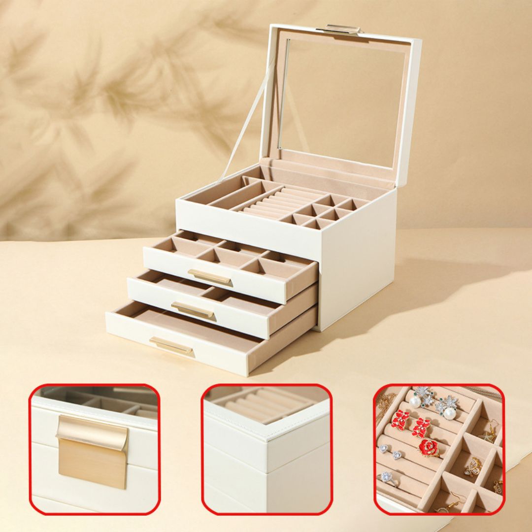 Boîte à Bijoux en Cuir PU – 4 Niveaux Imperméables - Cléophée Paris