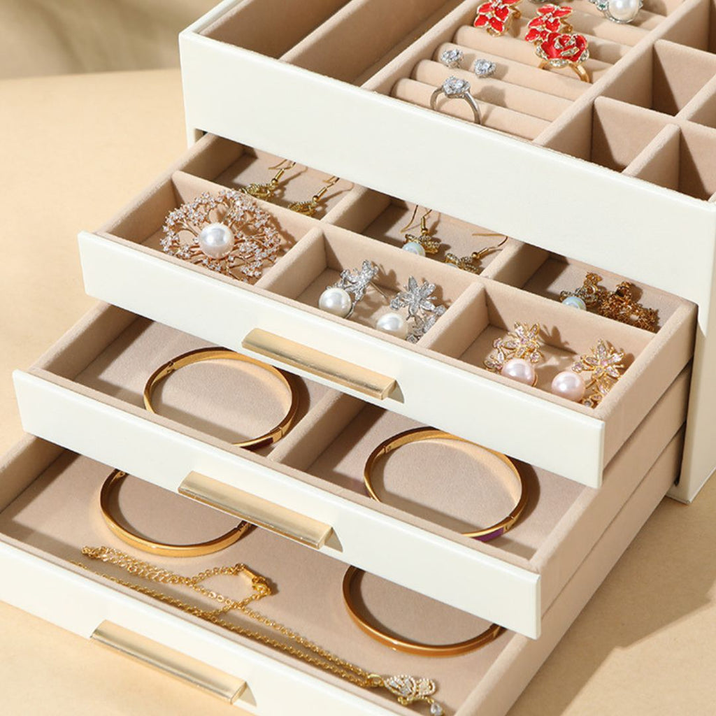 Boîte à Bijoux en Cuir PU – 4 Niveaux Imperméables - Cléophée Paris