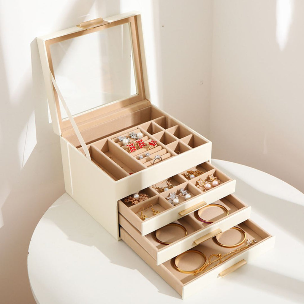 Boîte à Bijoux en Cuir PU – 4 Niveaux Imperméables - Cléophée Paris