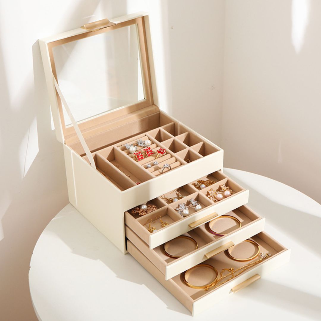 Boîte à Bijoux en Cuir PU – 4 Niveaux Imperméables - Cléophée Paris