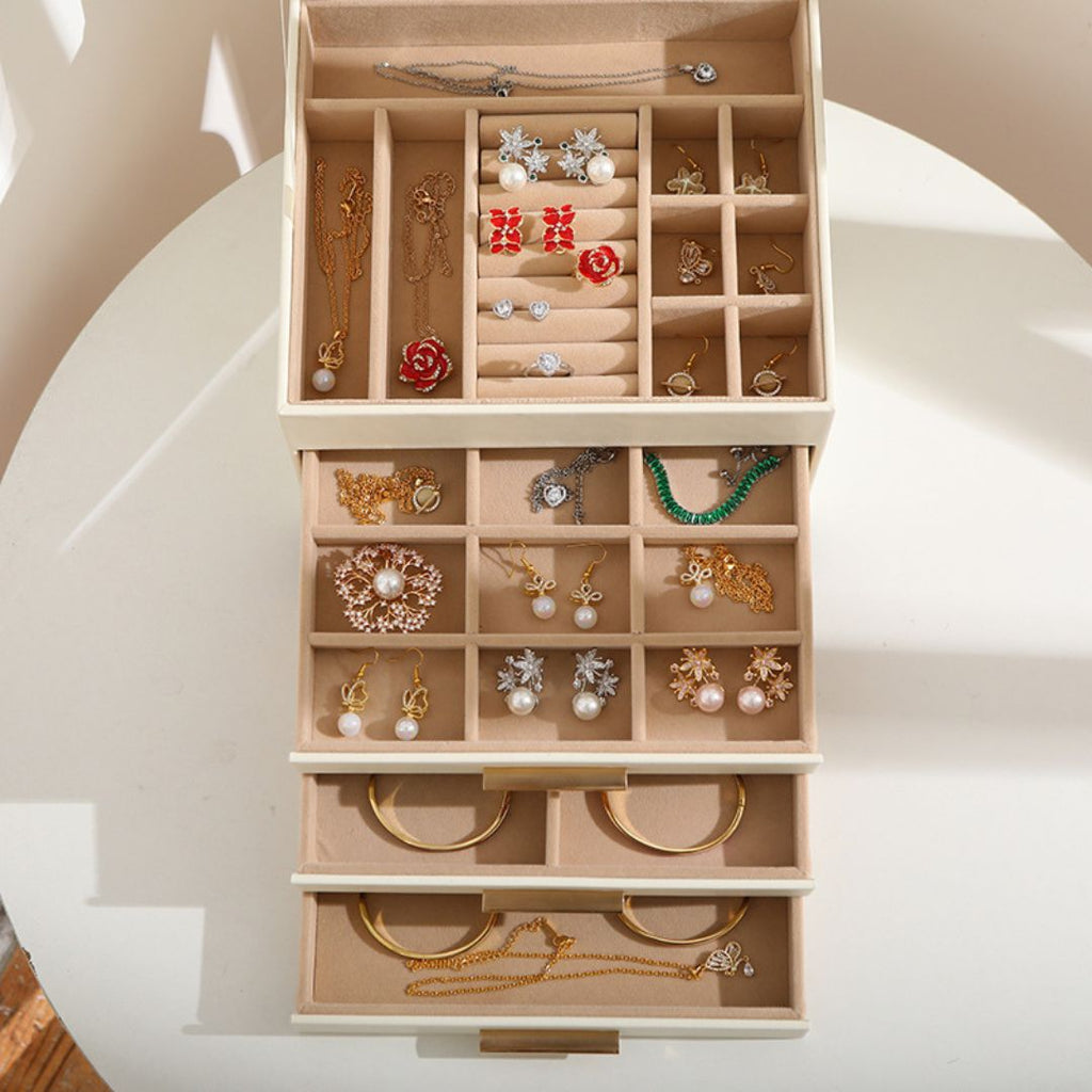 Boîte à Bijoux en Cuir PU – 4 Niveaux Imperméables - Cléophée Paris