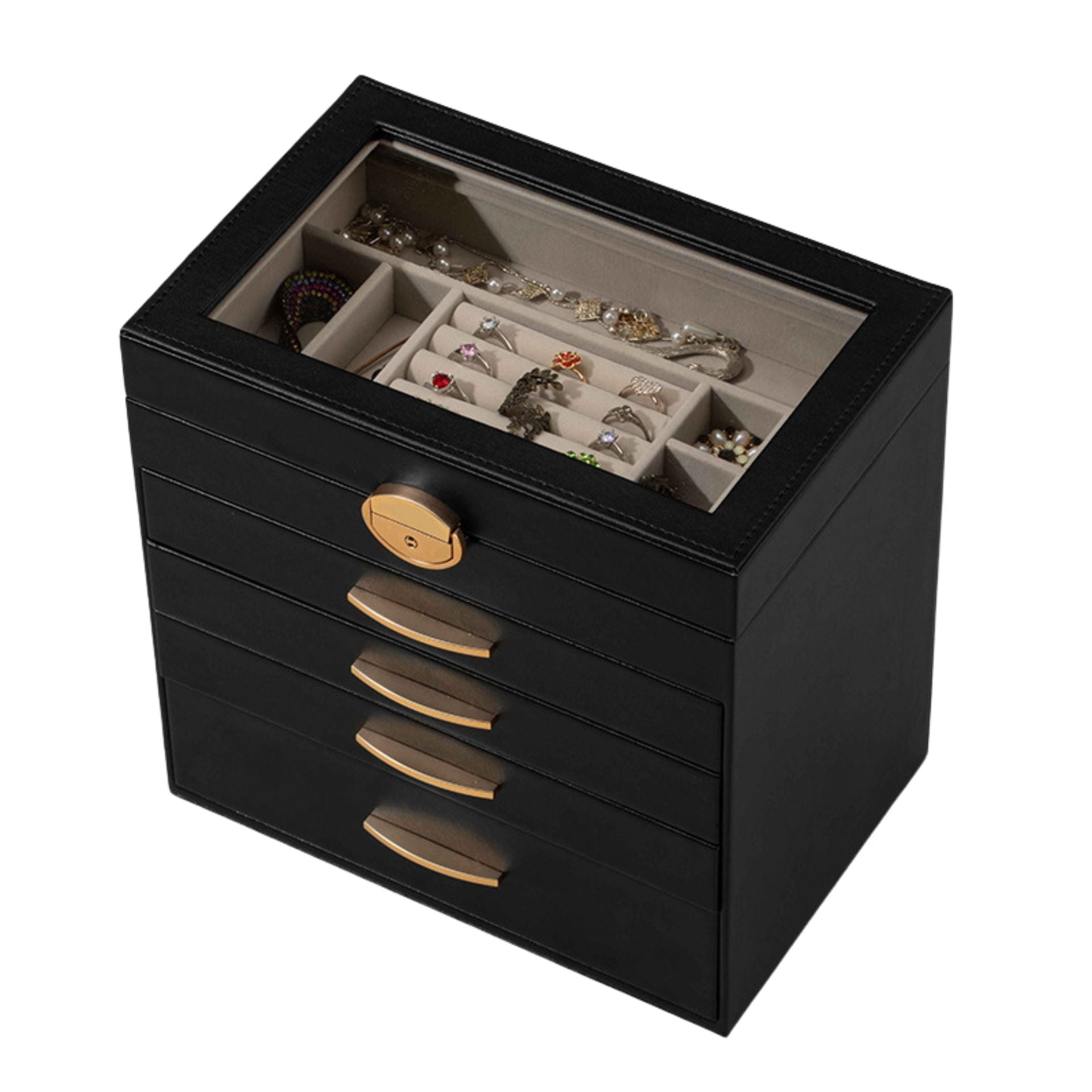 Boîte à Bijoux en Cuir PU – 5 Niveaux et 4 Tiroirs Imperméables - Cléophée Paris